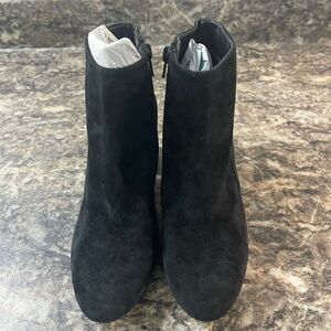 INC Women's Floriann Black Suede Ankle Boots Size 6M Block Heel Zip